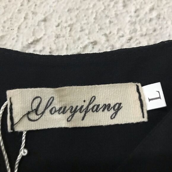 Black Dress Cold Shoulder Mini with T Straps - Picture 3 of 6